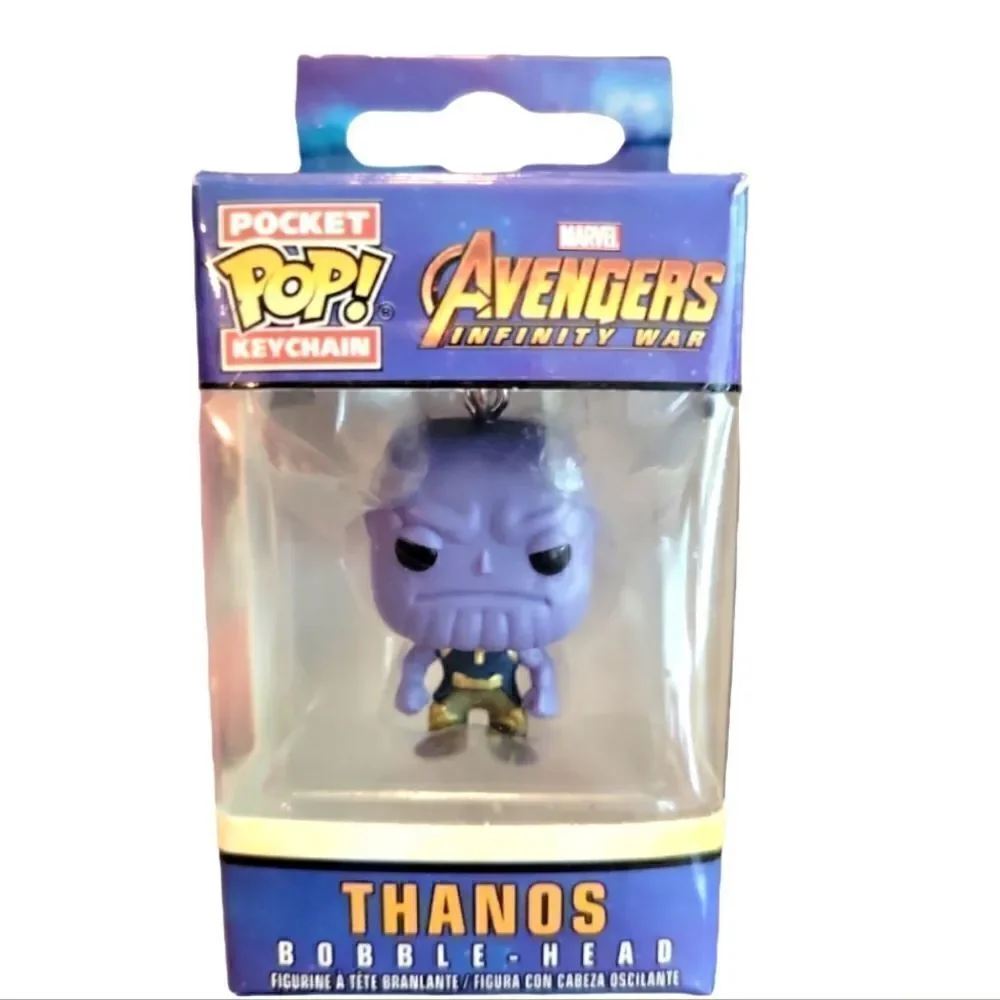 NIB POCKET POP KEYCHAIN AVENGERS INFINITY WAR THANOS BOBBLE-HEAD KEYCHAIN